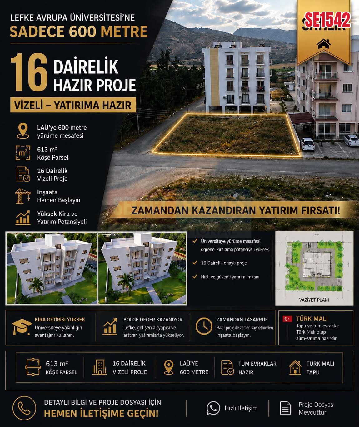 Denize Sıfır Arsa, Gemikonağı, Lefke, Kuzey Kıbrıs Satılık Emlaklar  Projesi ile Birlikte 2+1  16Ad Daire imarlı FIRSAT ARSA...!